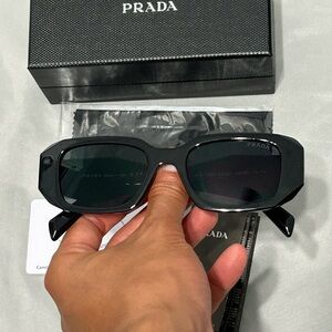 Prada Men's Black Rectangular Sunglasses